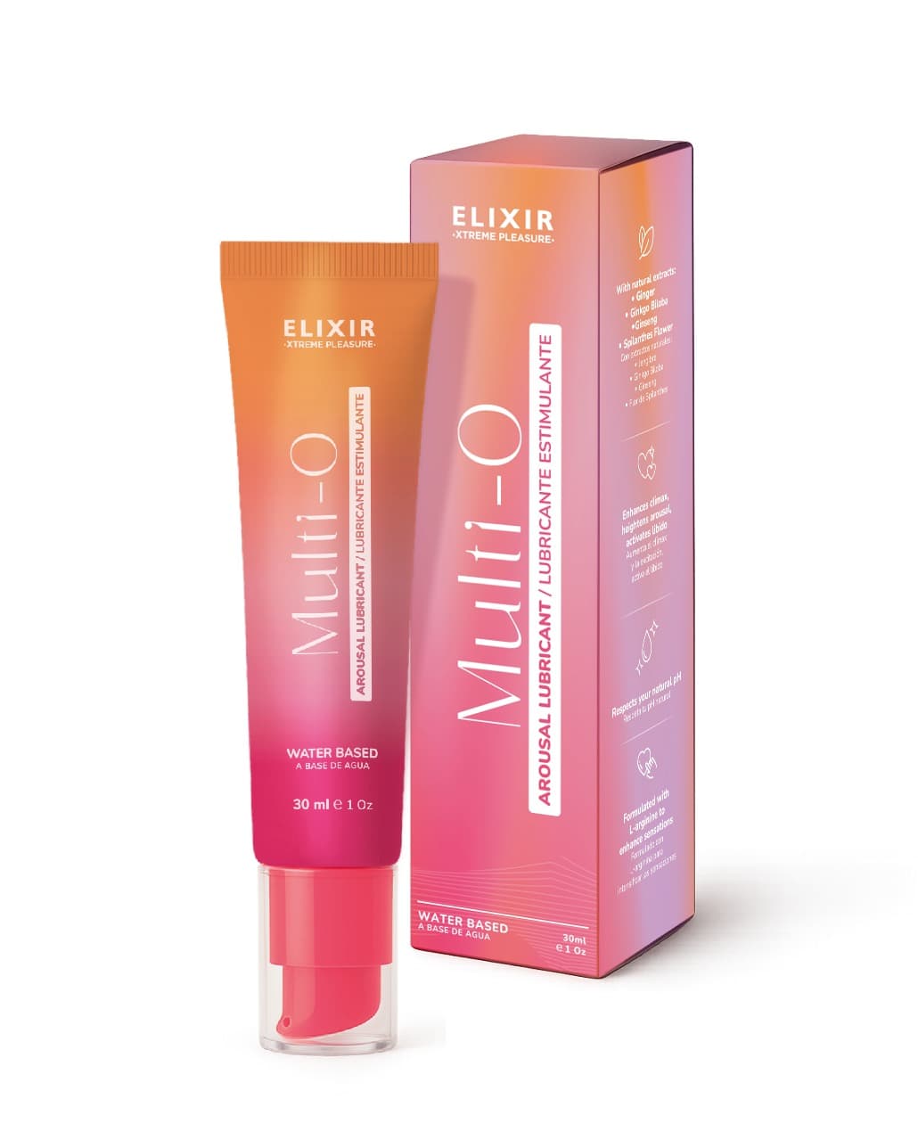 Multi O — Un gel de excitación cálido con jengibre, ginkgo y ginseng que intensifica el clímax.